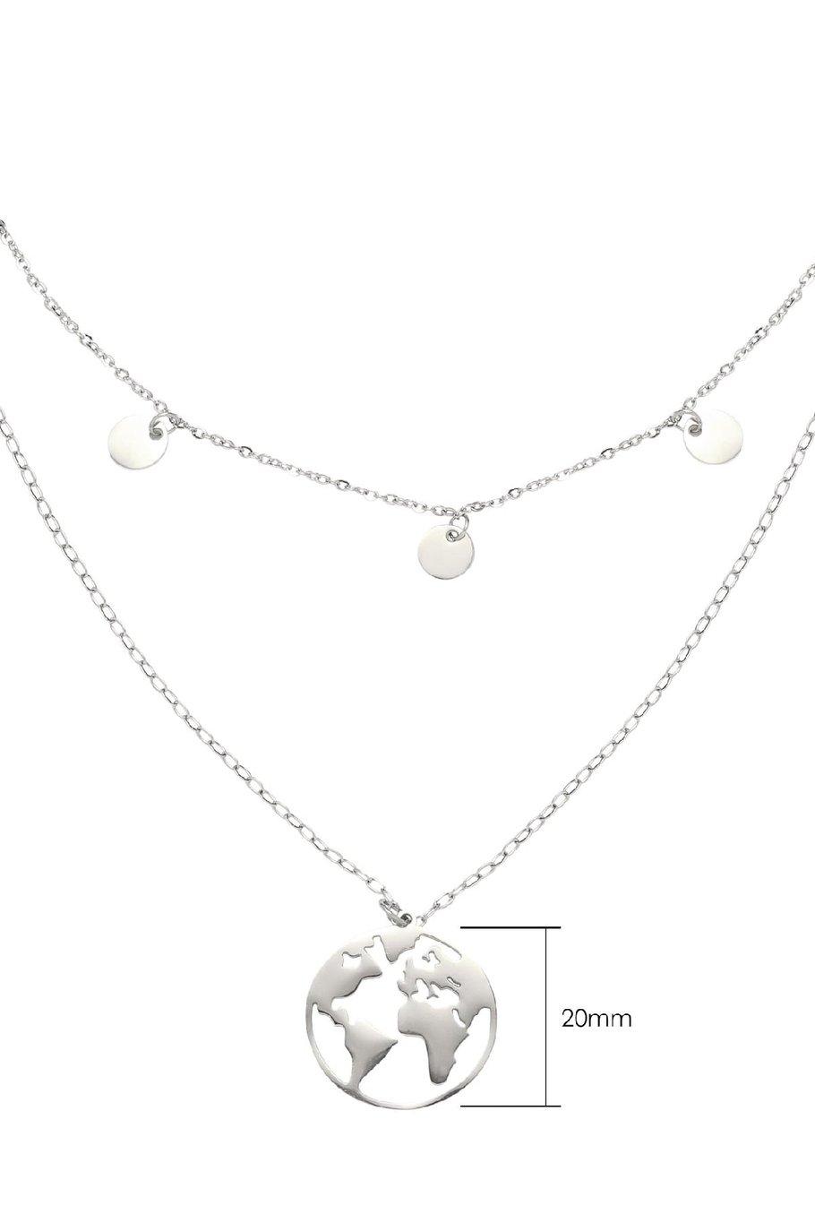 Necklace Around The World Silver Color Stainless Steel Picture3